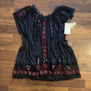 NWT Free People beaded shirt size L